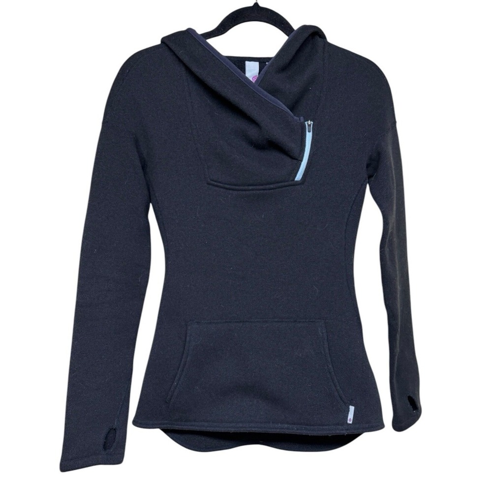 STIO Sweetwater Fleece Hoodie 1/4 Zip Pullover Black Women's Size‎ XS